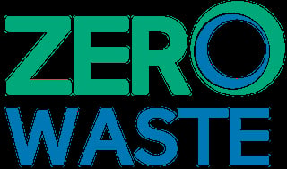 Zero Waste logo with green letters and circular symbol representing environmental sustainability